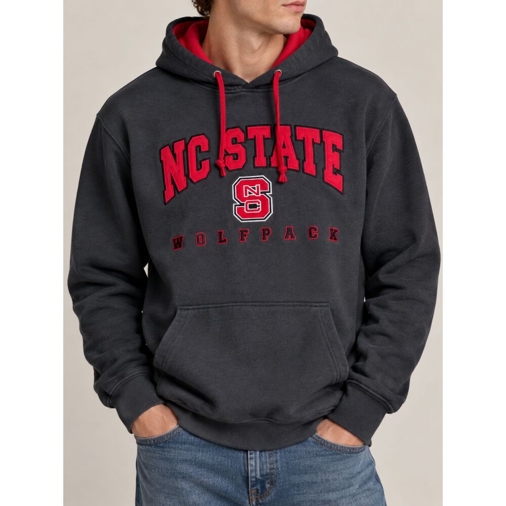 NC State Wolfpack Colosseum Gray Red Lined Pullover Sweatshirt Size Medium